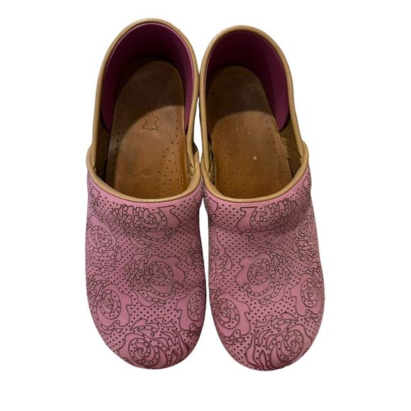 DANSKO WOMENS PURPLE LEATHER ROSE CLOGS SIZE 40 - Picture 7 of 11